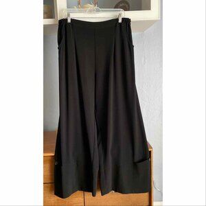Blanque Wide Leg Pant Lagenlook Hem Leg Button Detail Vent